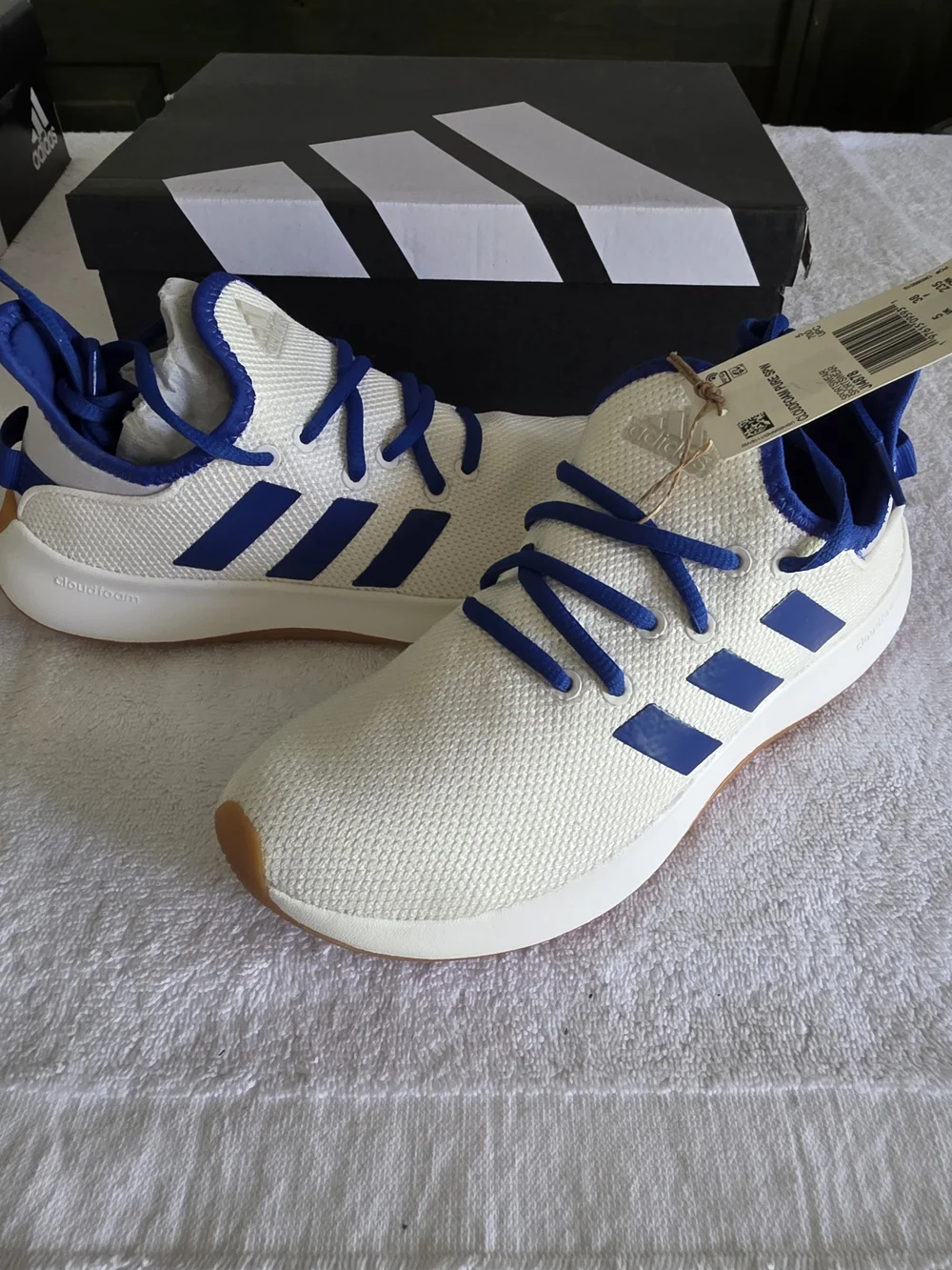 NWT Adidas Cloudfoam Pure SPW Sneakers - White/Royal Blue/Gum -